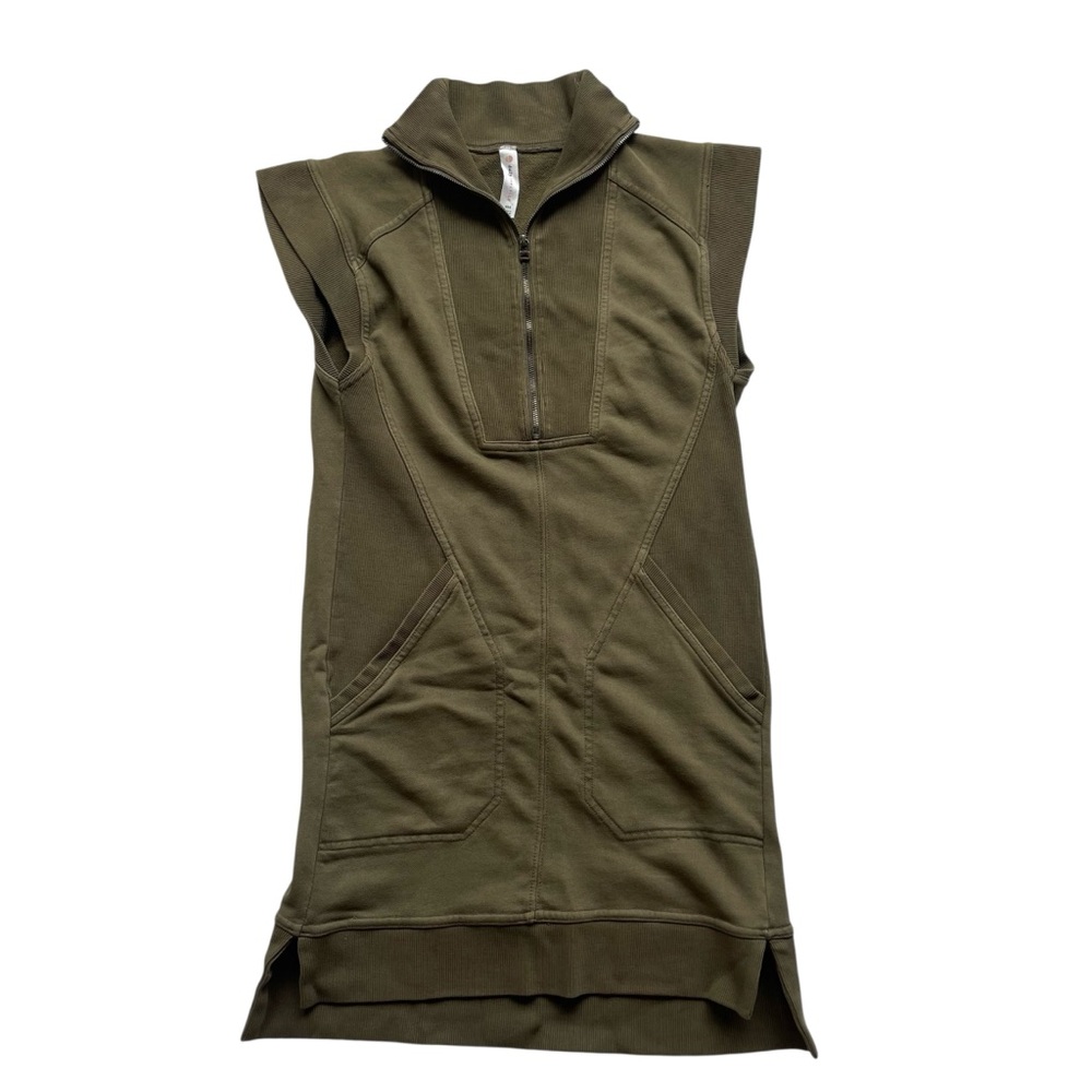 Anthropologie Daily Practice Meru Zip Front Mini Dress Women's XXS Olive Green